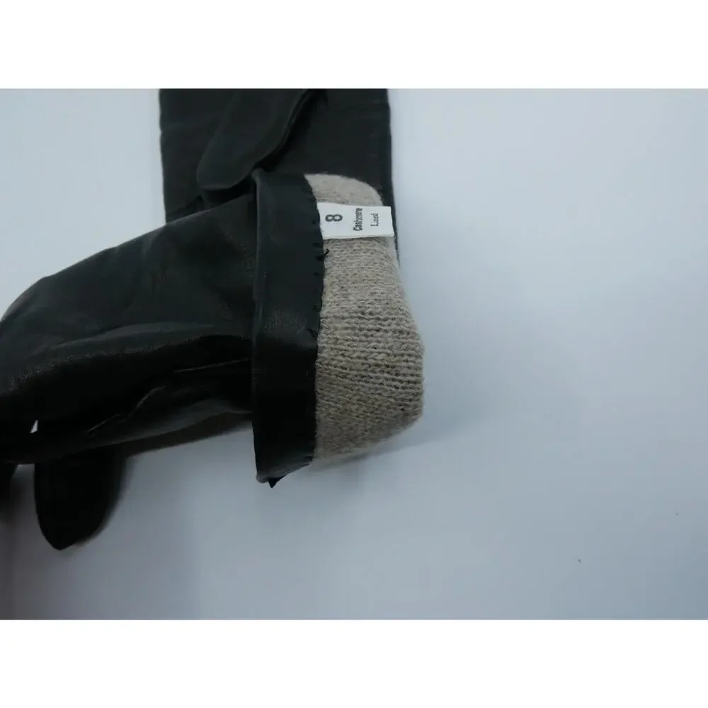 Vtg Women's Size 8 Black Cashmere Lined Leather Gloves
